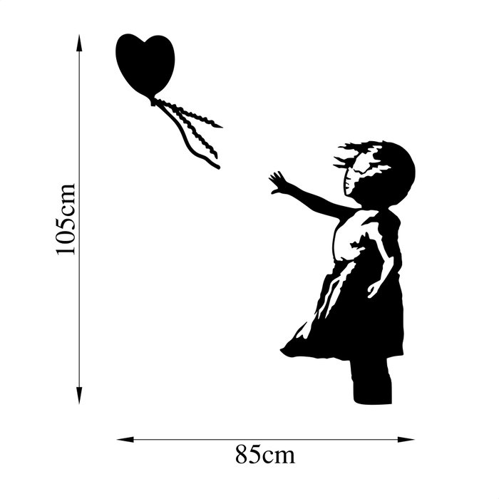 Wallity Banksy - 14 Escultura de pared de metal negra